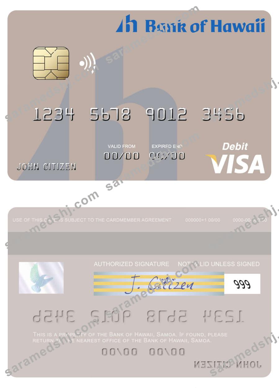 Samoa Bank of Hawaii visa debit card